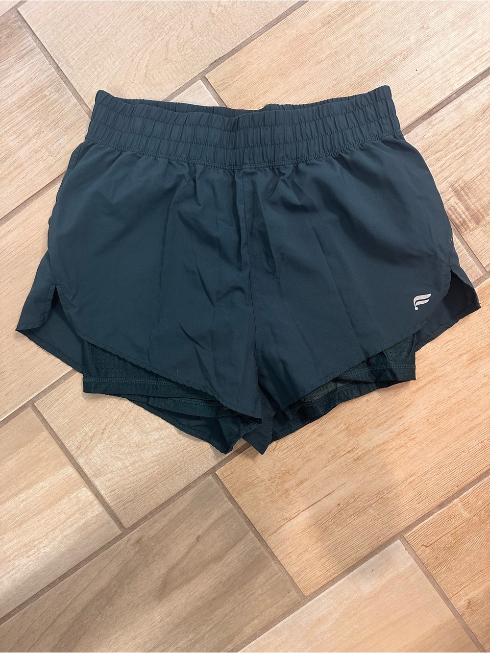 Fabletics Green Layered Athletic Shorts